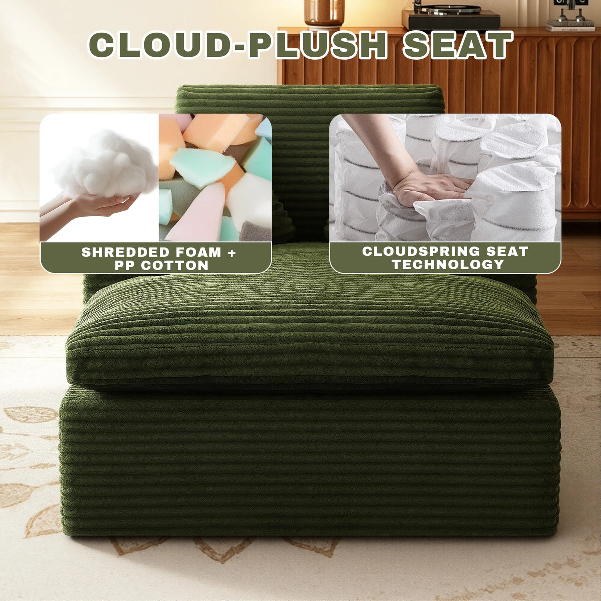 GAOHAPY Modular Sectional Sofa Chaise Lounge With Washable Cover