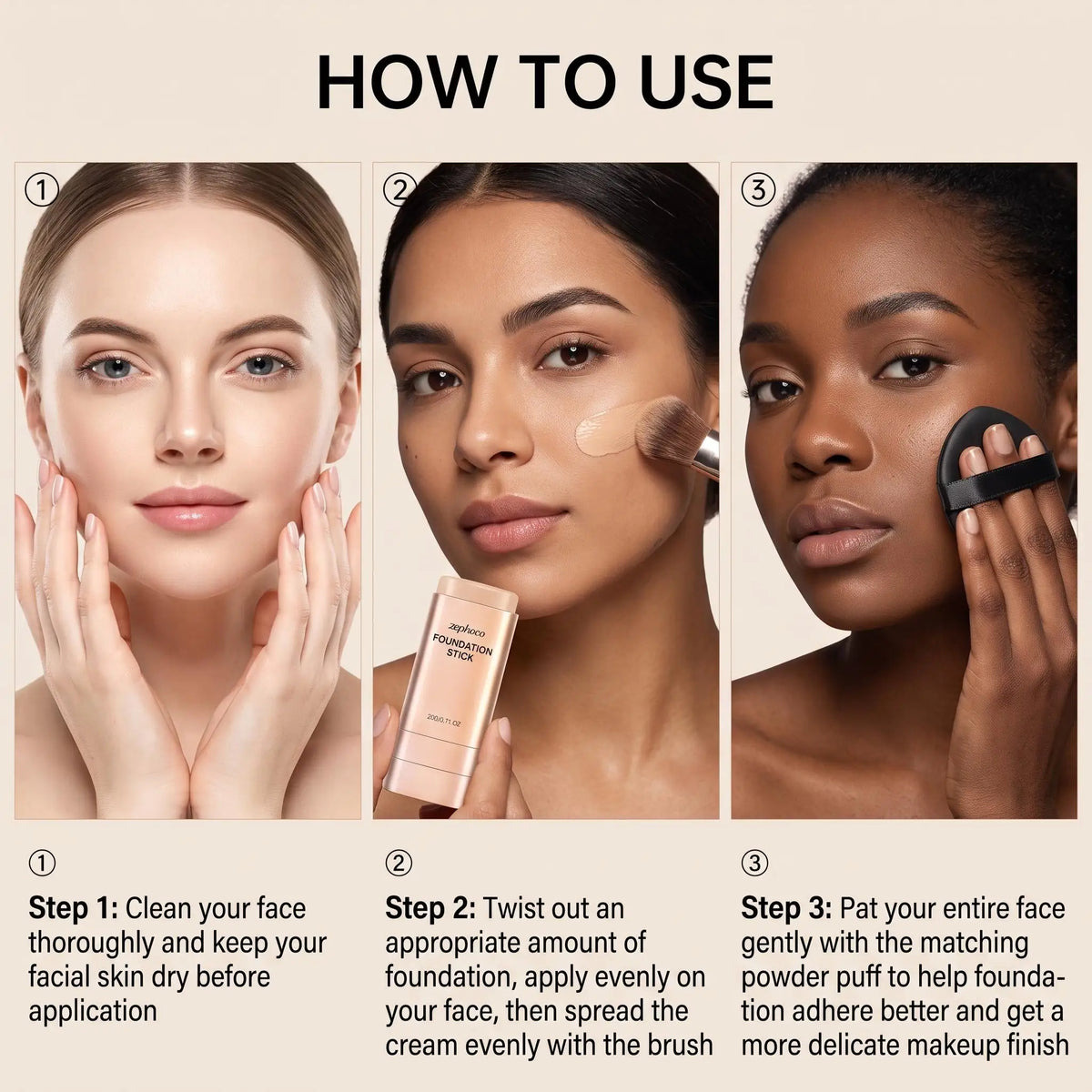 Zephoco Concealer Foundation Stick Full Coverage Waterproof