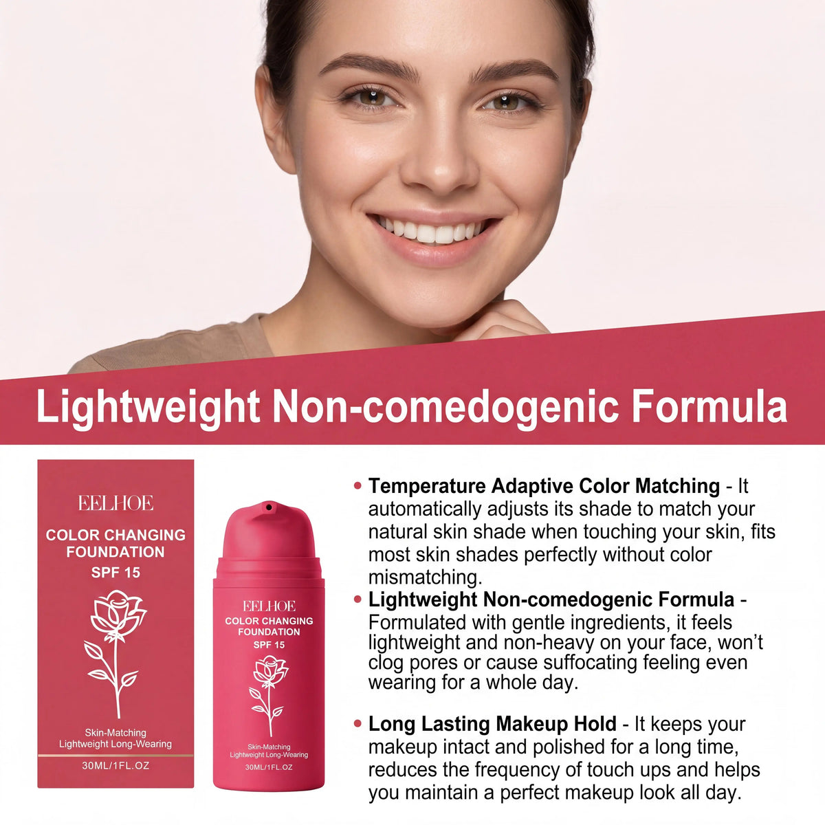 Eelhoe Natural Color Changing Waterproof Long Lasting Liquid Foundation