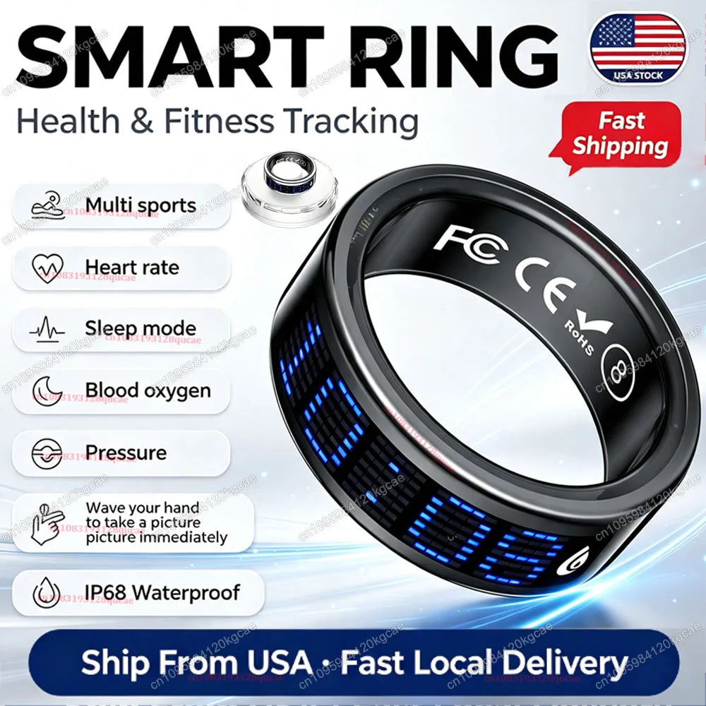 Smart Ring Heart Rate Blood Oxygen Sleep Monitor Display
