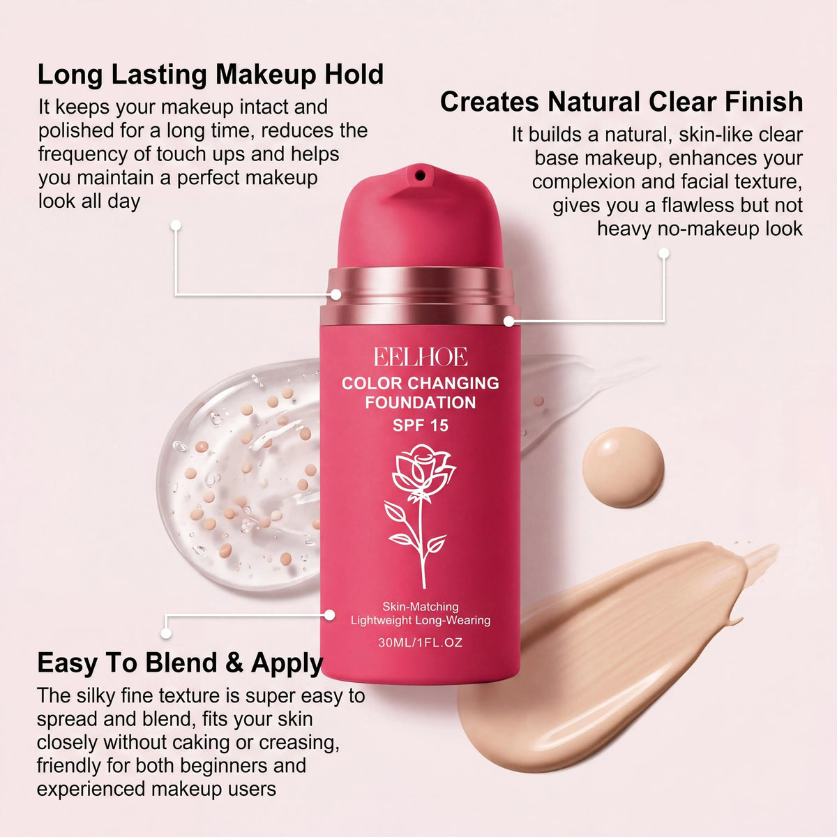 Eelhoe Natural Color Changing Waterproof Long Lasting Liquid Foundation