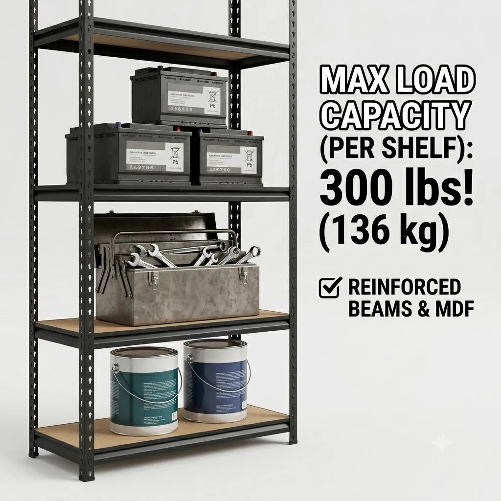 Heavy Duty Five Tier Metal Shelving Unit For Garage Storage