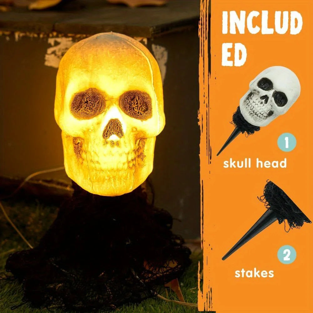 Light Up Halloween Skeleton Skull Stakes Outdoor Lawn Decorations