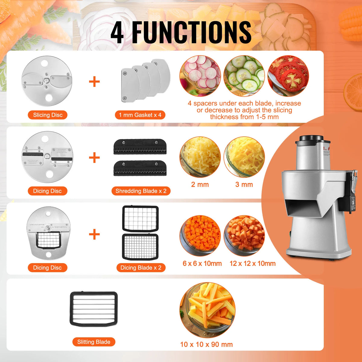 Succebuy Electric Vegetable Slicer 4 In 1 Food Chopper