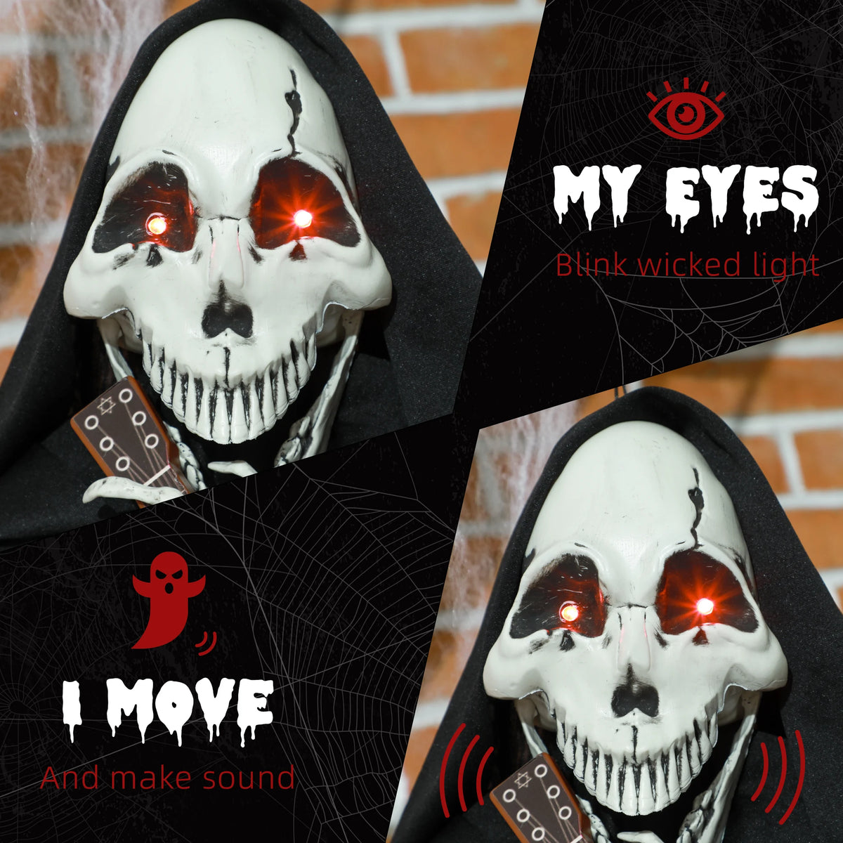 Guitar Playing Grim Reaper Outdoor Halloween Animatronic Decoration