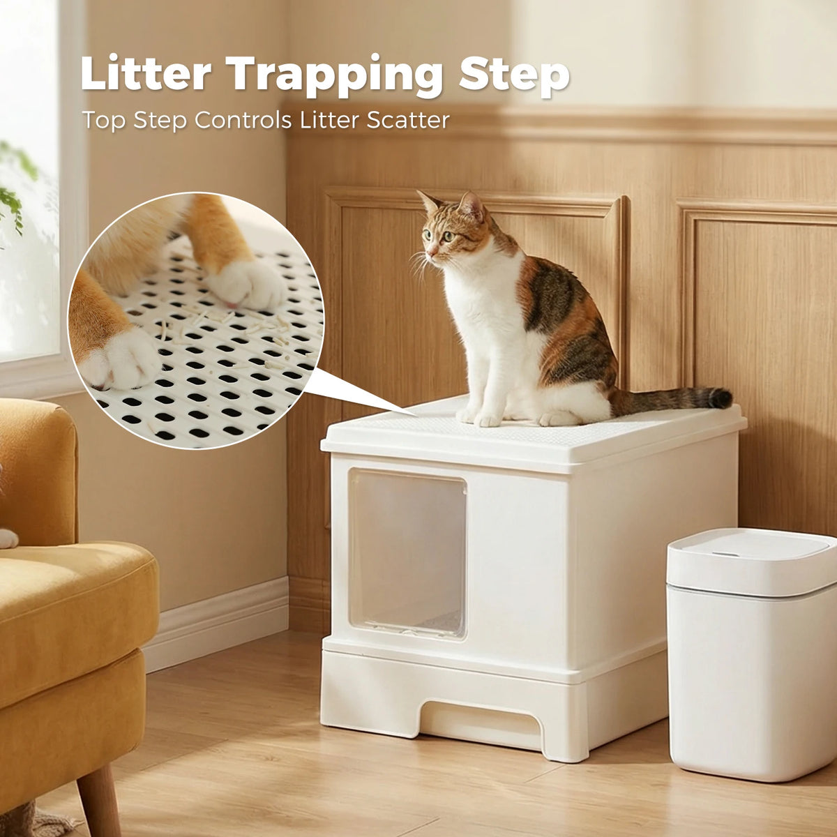 Premium Enclosed Cat Litter Box With Scoop And Removable Tray