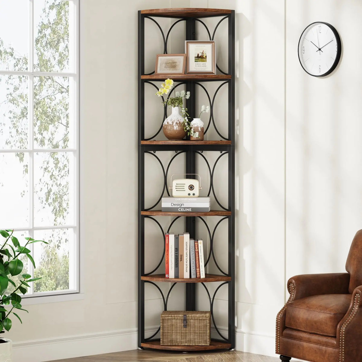 Tribesigns Six Tier Corner Bookshelf For Home Office Storage
