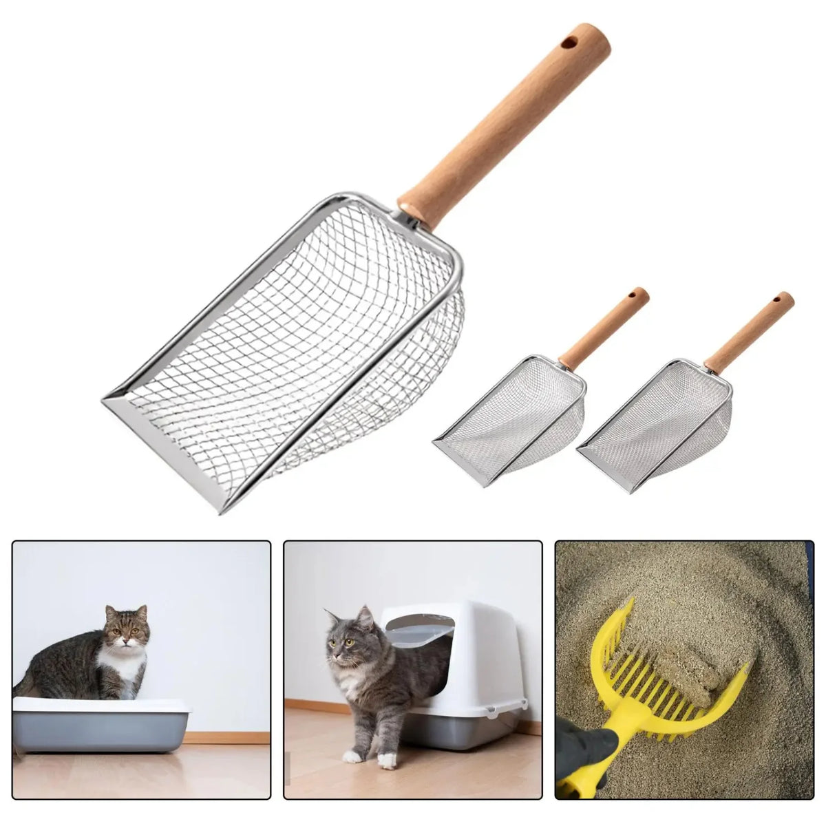 Durable Metal Cat Litter Scooper With Handle Hole And Sifter