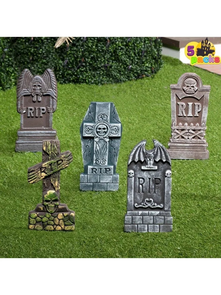 Halloween Foam Tombstones Outdoor Graveyard Decorations With Stakes