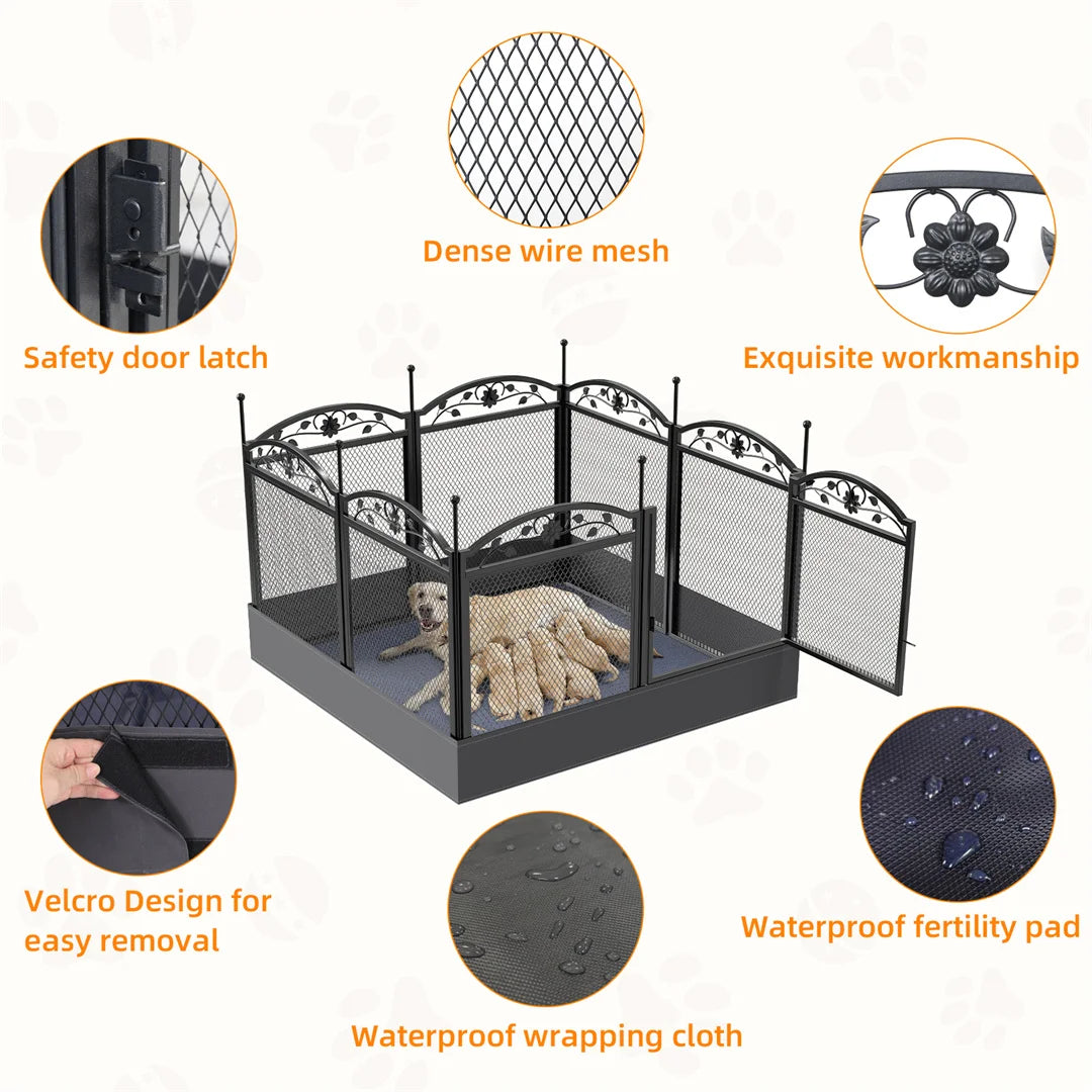 BINGOPAW Heavy Duty Metal Dog Playpen Outdoor Indoor Fence
