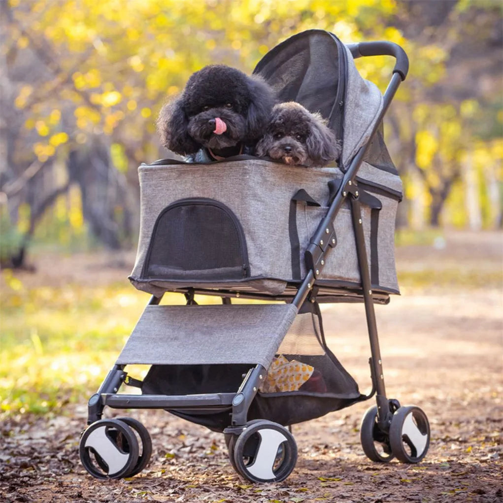 Premium Foldable Pet Dog Stroller With Wheeled Travel Carrier