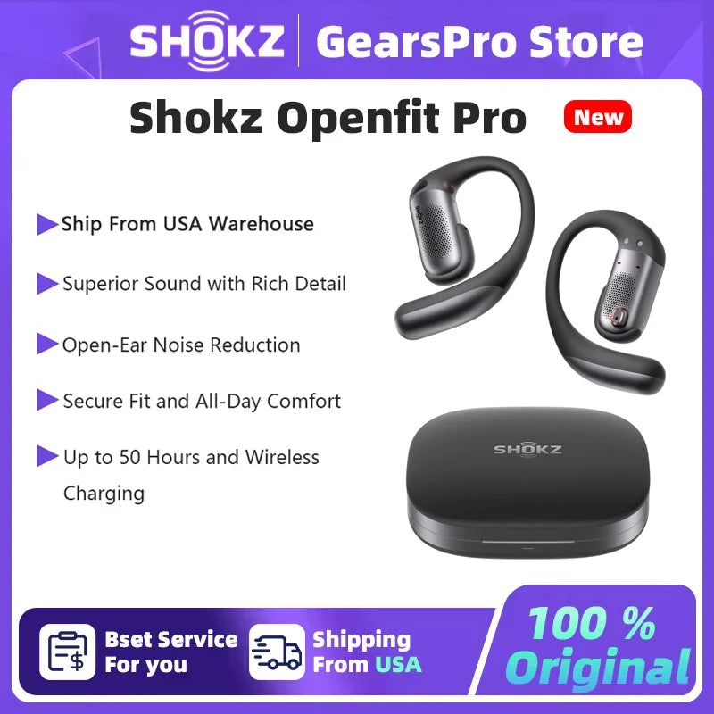 Shokz OpenFit Pro Open Ear Wireless Earbuds With Noise Reduction