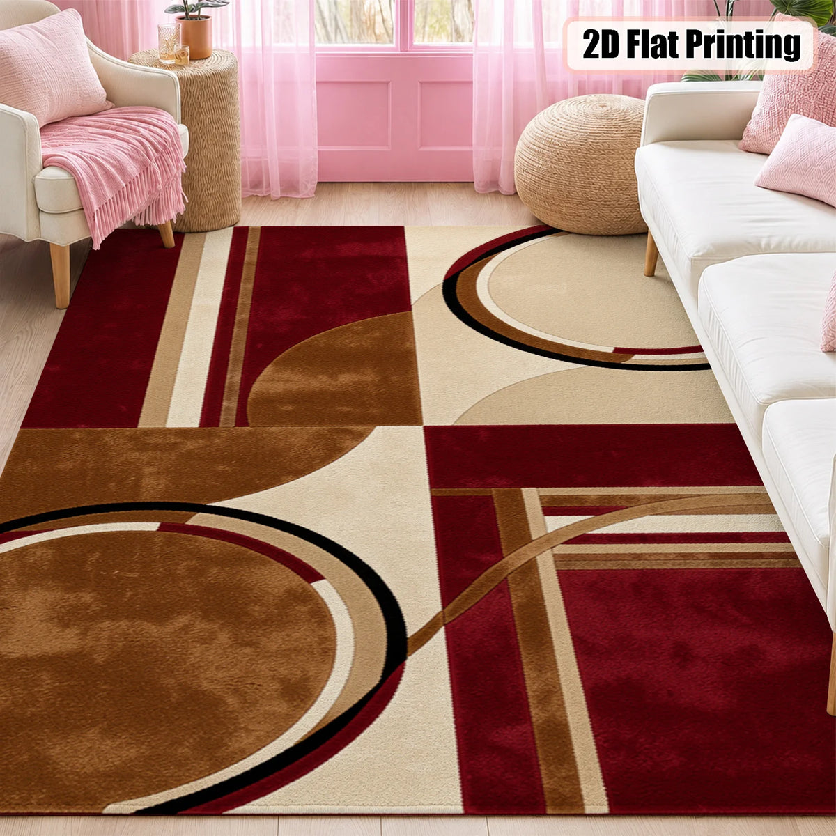 Geometric Abstract Machine Washable Velvet Area Rug for Home