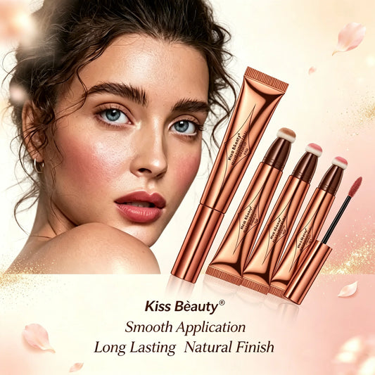 Liquid Powder Blusher And Contour Stick With Cushion Applicator