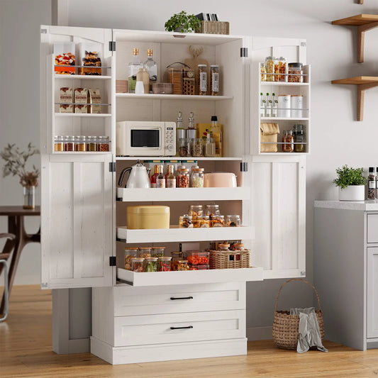Onbrill Freestanding Kitchen Pantry Cabinet With Storage Shelves