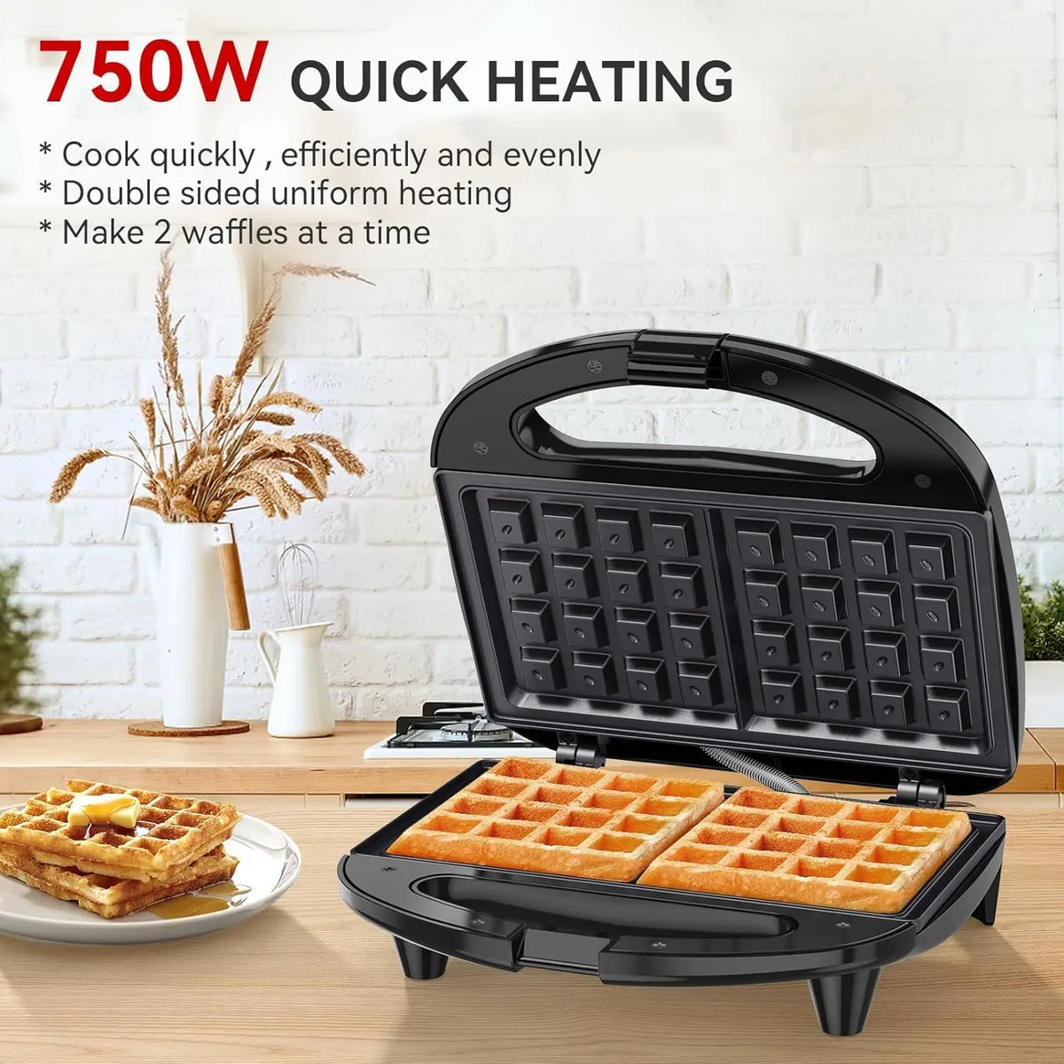 Ostba Belgian Waffle Iron With Indicator Lights And Nonstick Surface