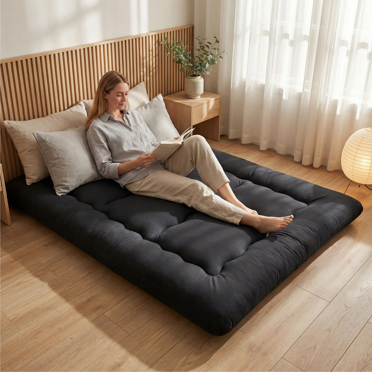 MCQ Japanese Foldable Futon Mattress With Washable Removable Cover