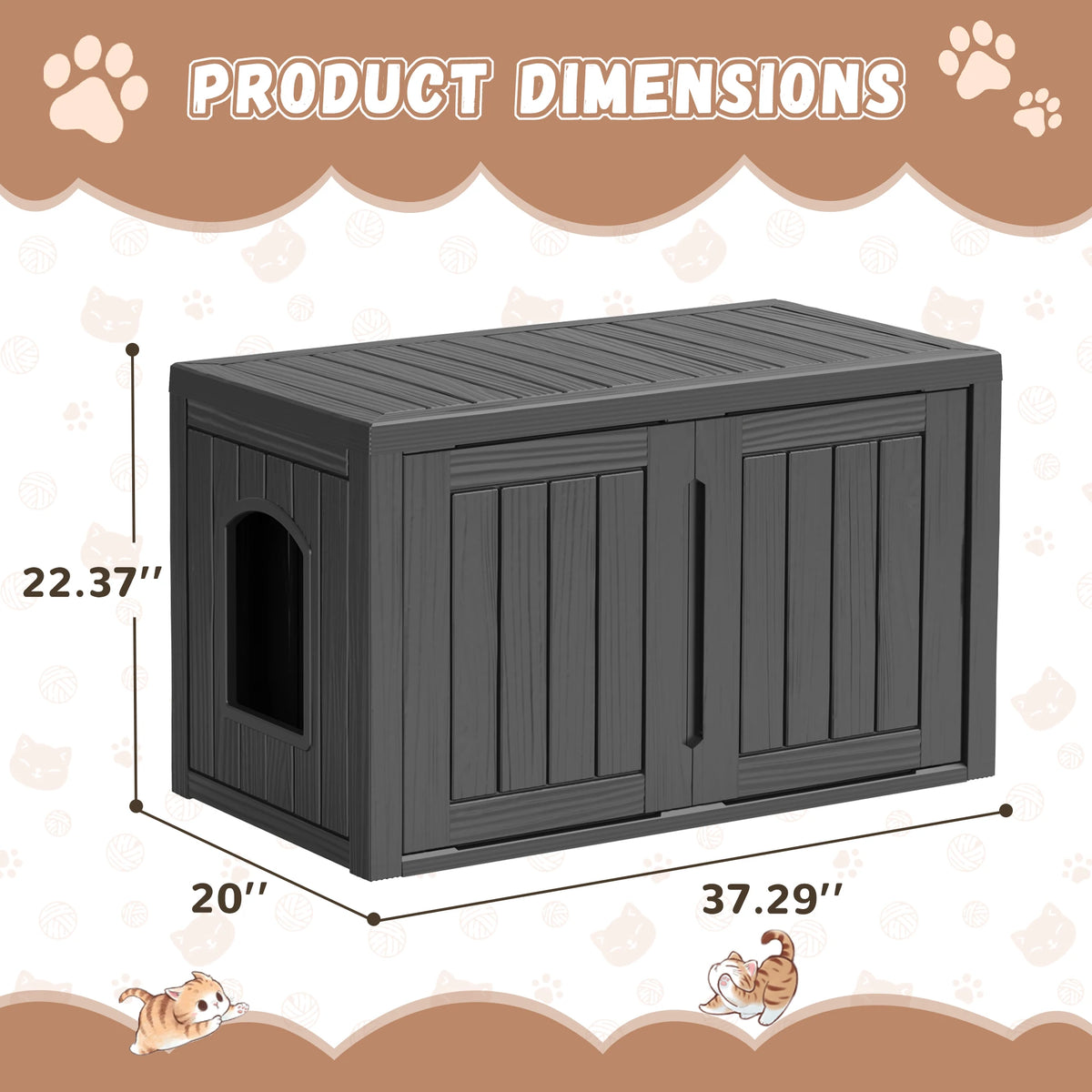 Outdoor Weatherproof Resin Cat House With Double Doors Lounger
