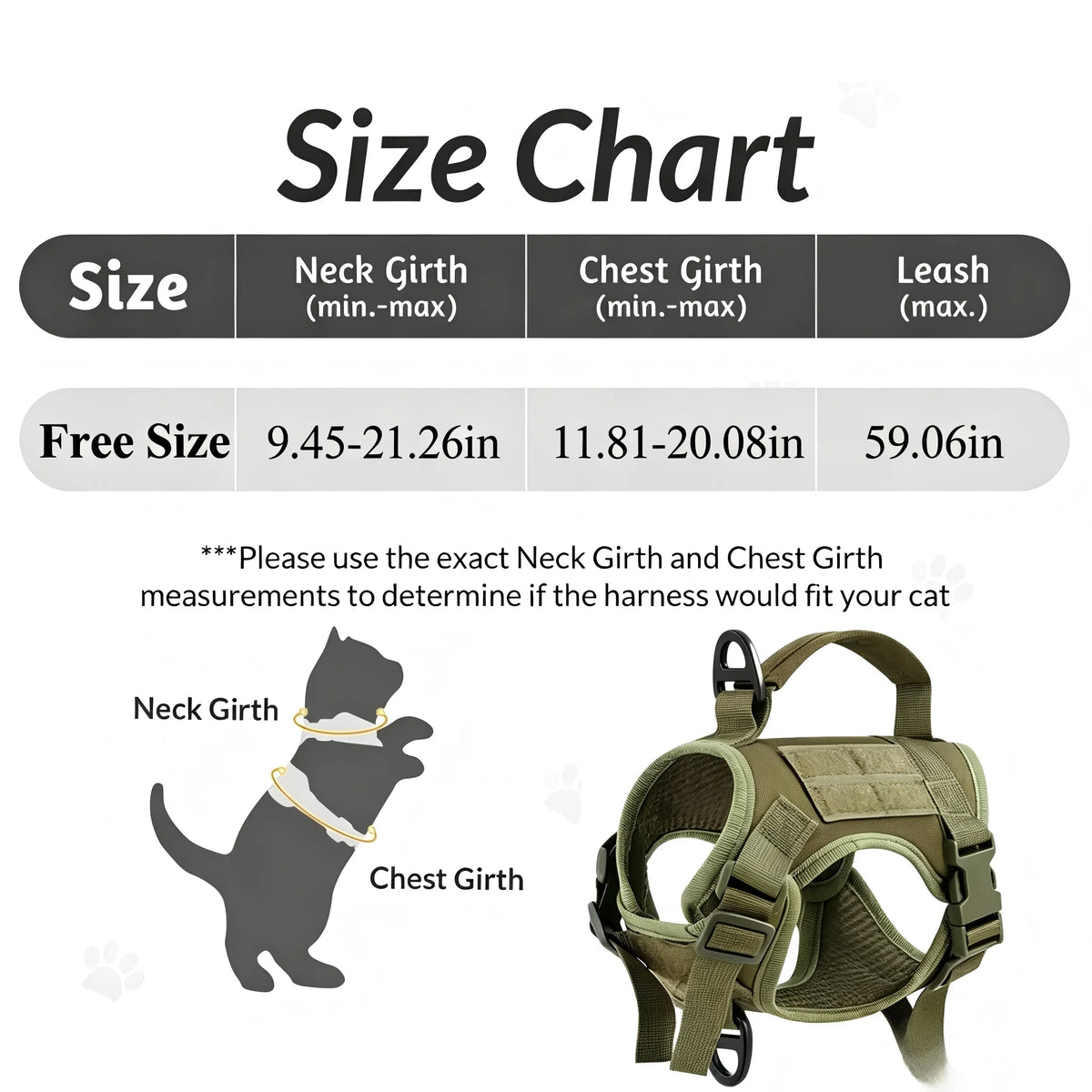 Adjustable Tactical Cat Harness Vest And Leash Set With Handle