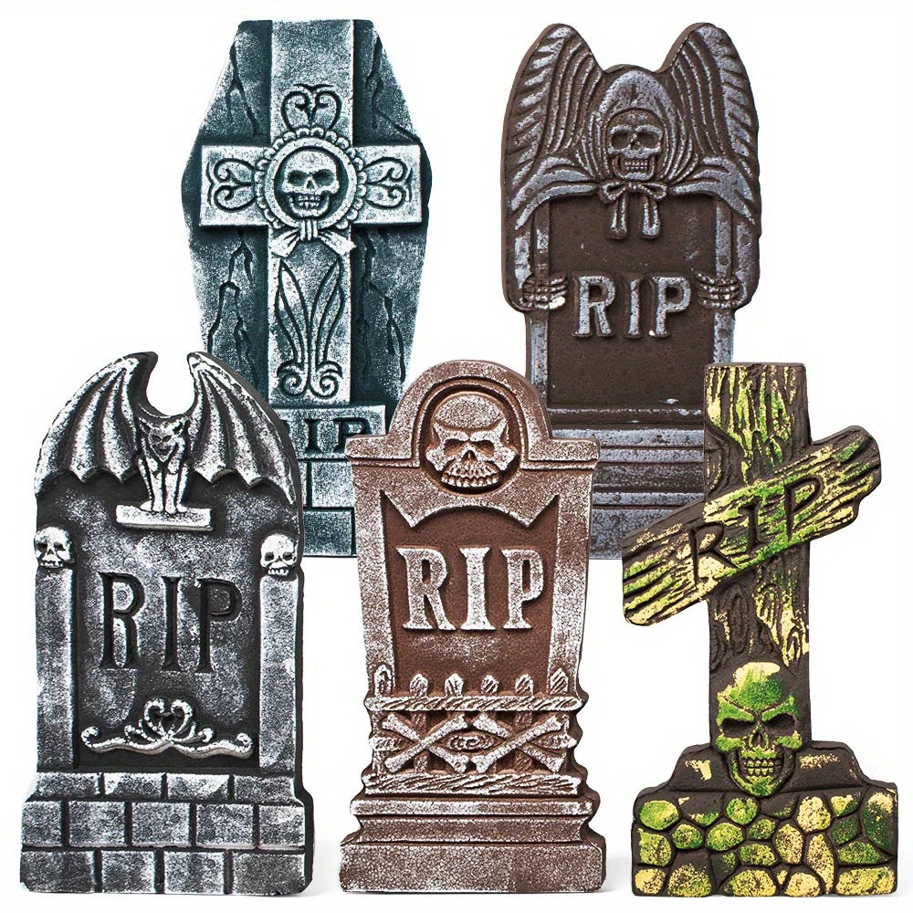 Halloween Foam Tombstones Outdoor Graveyard Decorations With Stakes