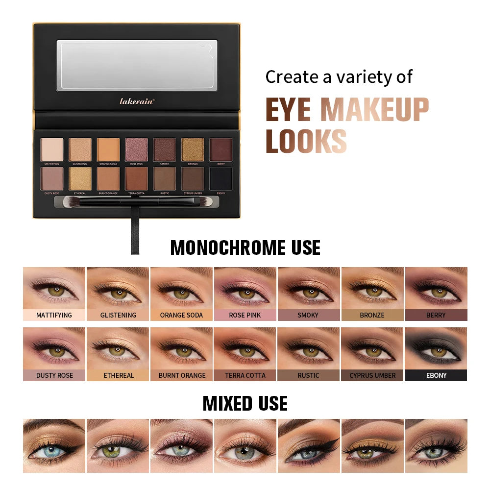 Lakerain Soft Glow Eyeshadow Palette Matte Shimmer Long Lasting