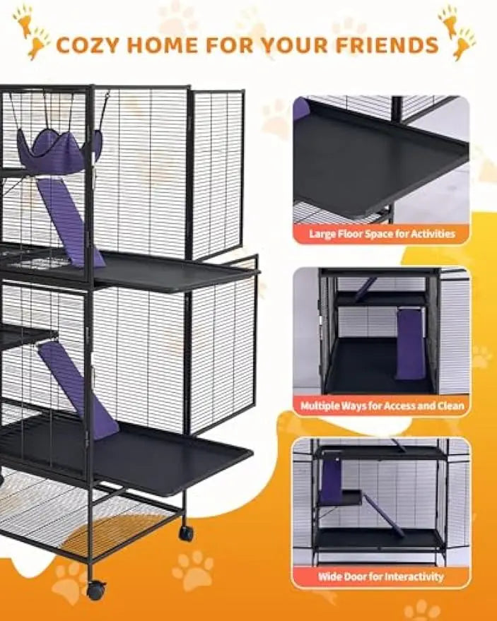 Garvee Multi Tier Rolling Metal Small Animal Pet Cage