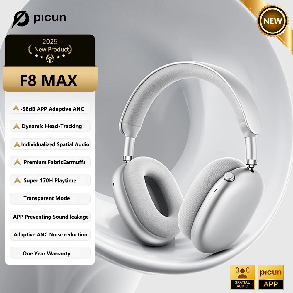 Picun F8 Pro Wireless Bluetooth Headphones With Active Noise Cancellation