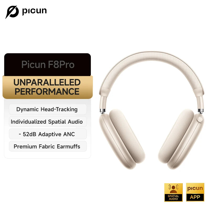 Picun F8 Pro Wireless Bluetooth Headphones With Active Noise Cancellation