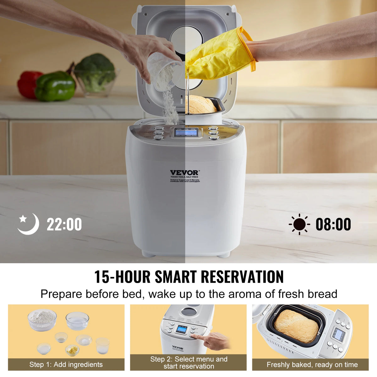 SucceBuy 15 In 1 Automatic Bread Maker With Ceramic Pan