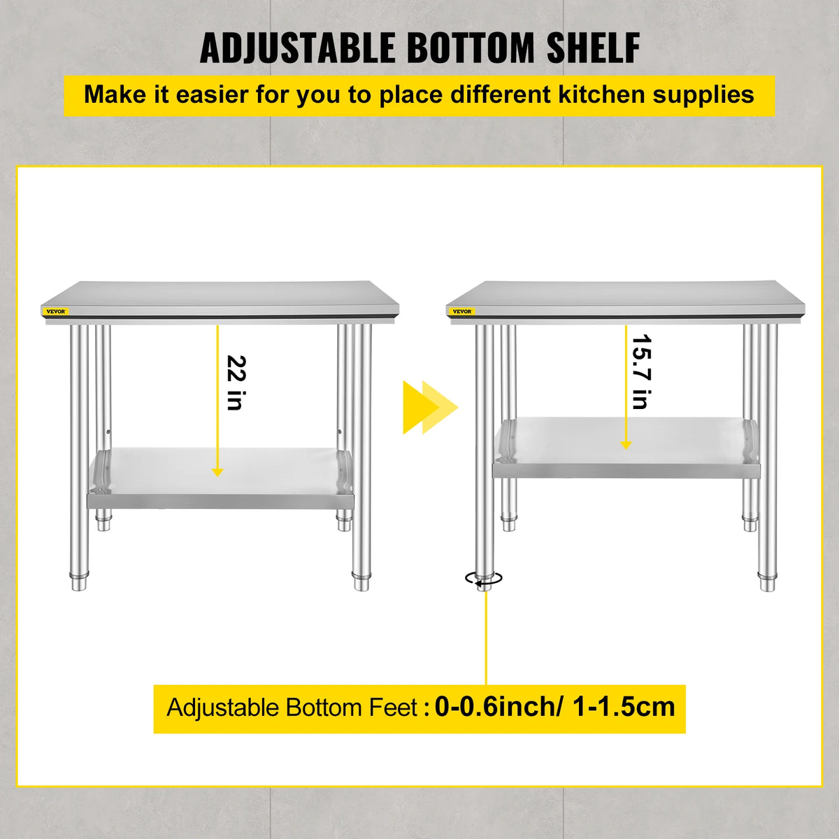 Stainless Steel Commercial Kitchen Prep Table With Undershelf