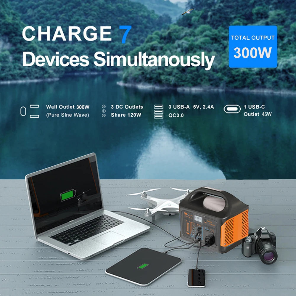 GaiaRay 300W Portable Power Station With AC Outlet LED Light