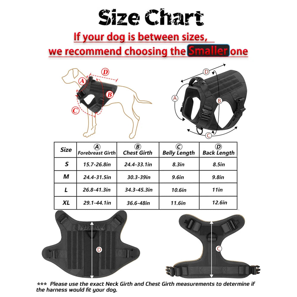 Nylon Tactical Dog Harness With Molle Pouches And Quick Release