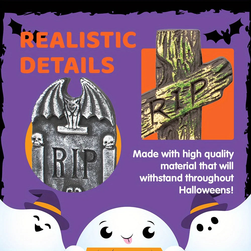 Halloween Foam Tombstones Outdoor Graveyard Decorations With Stakes