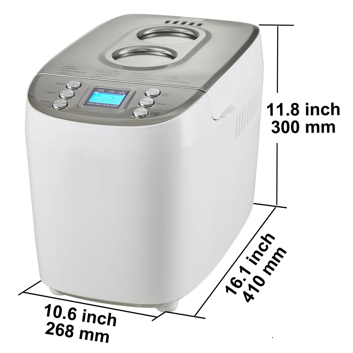 VEVOR 15-in-1 Automatic Bread Maker Nonstick Ceramic Pan Gluten-Free