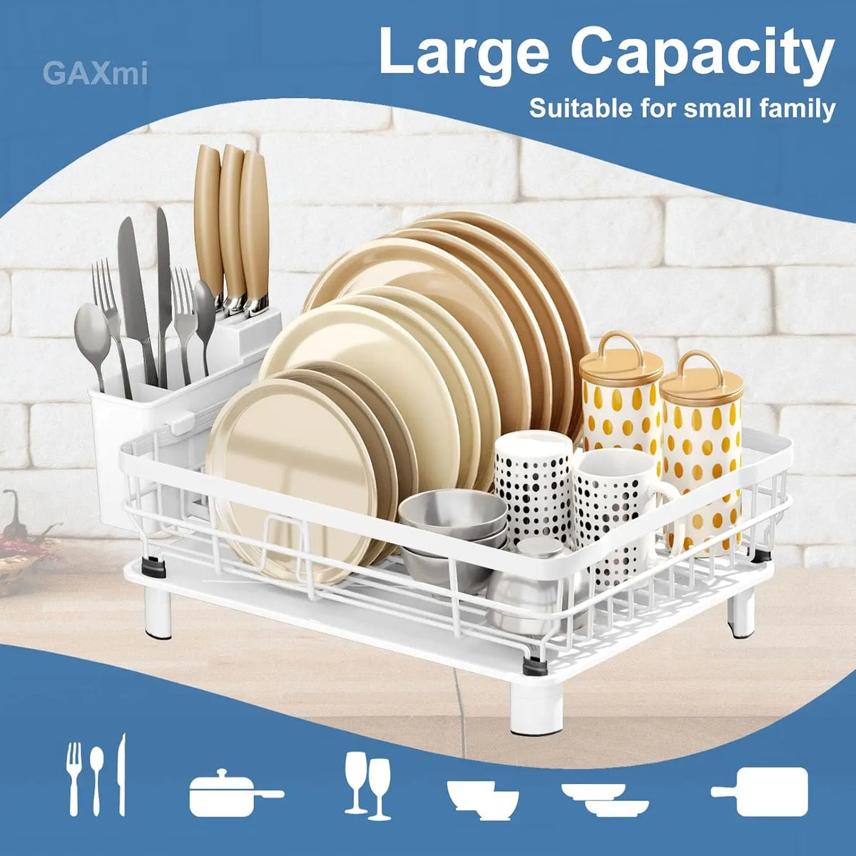 NBVCX Metal Dish Drying Rack With Drainboard For Kitchen Countertop