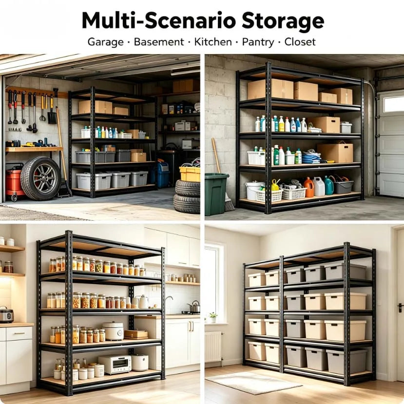 Heavy Duty Metal Five Tier Adjustable Utility Storage Rack