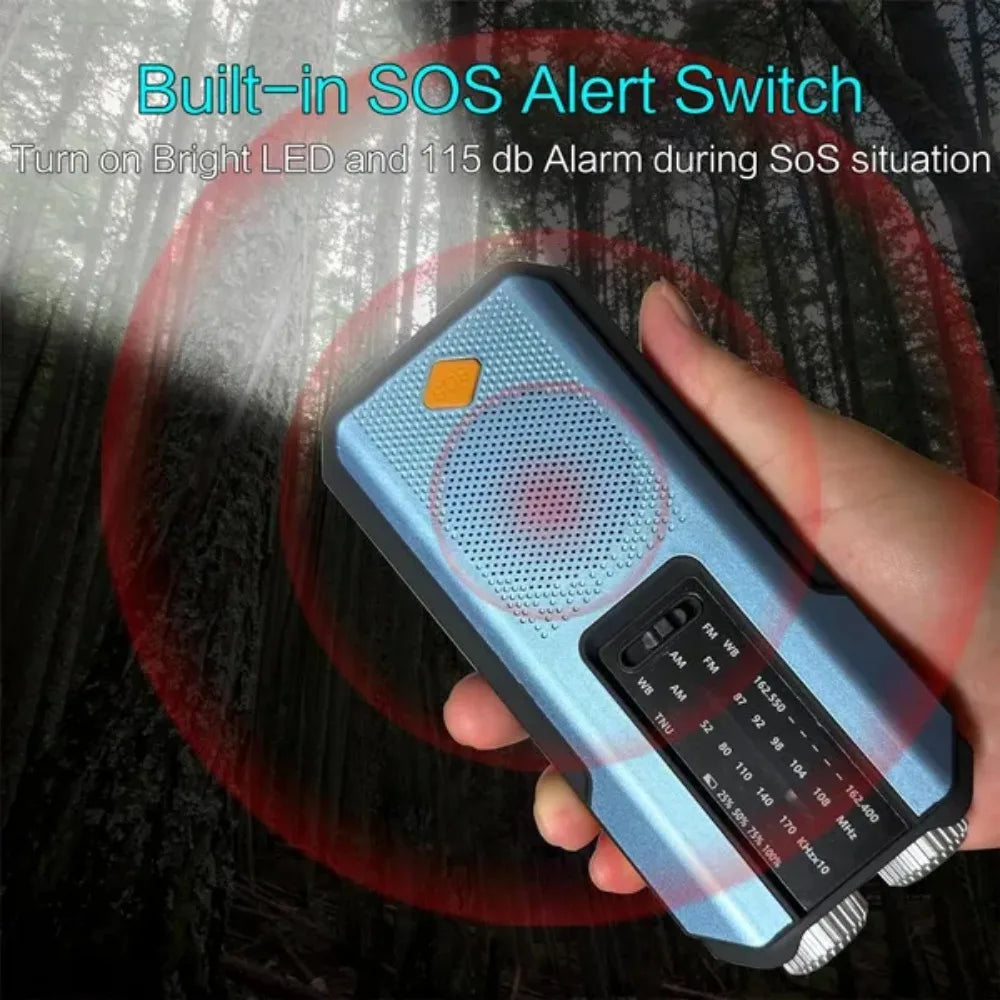 STONEGO Emergency Solar Hand Crank NOAA Weather Radio Power Bank