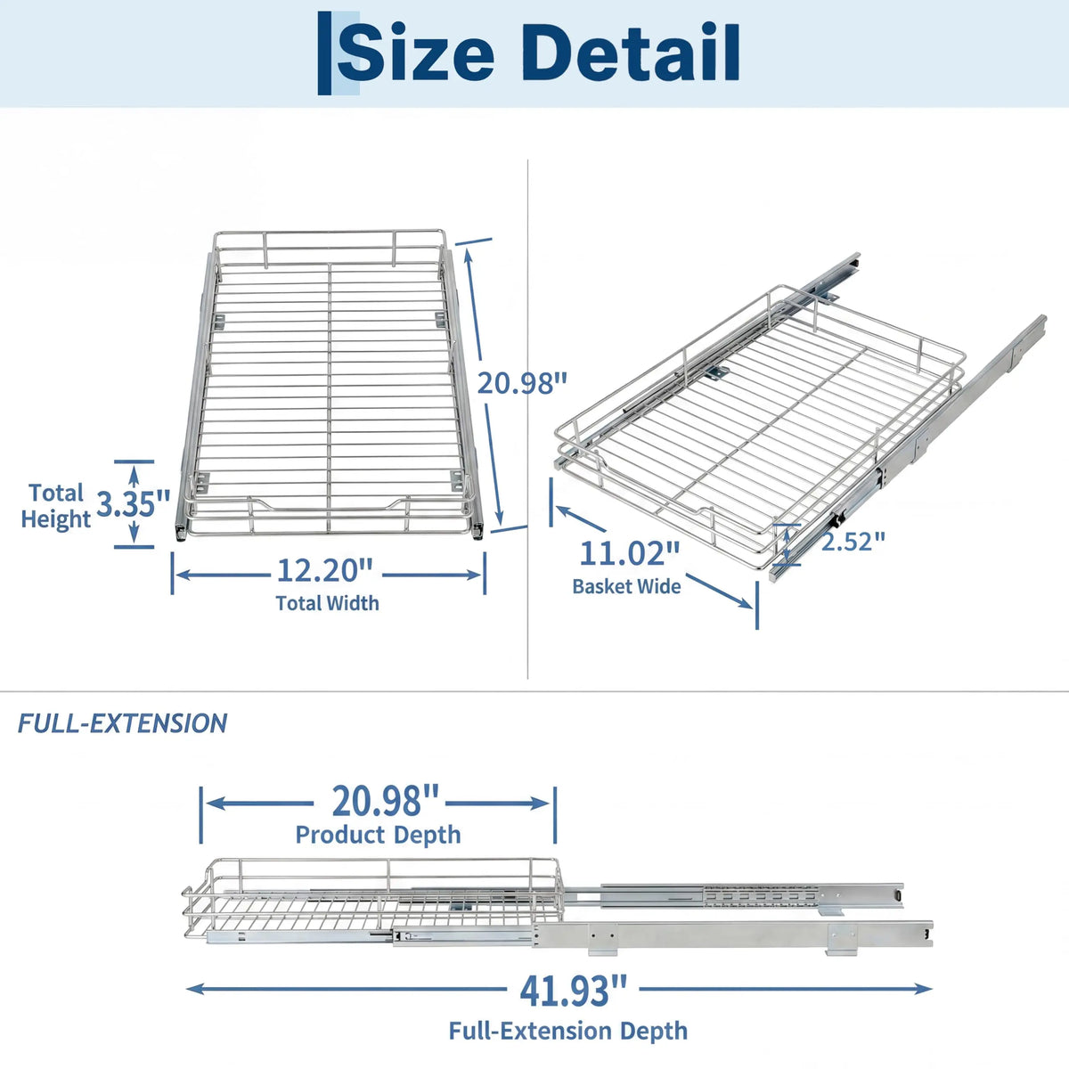 HiMISS Heavy Duty Stainless Steel Pull Out Cabinet Organizer