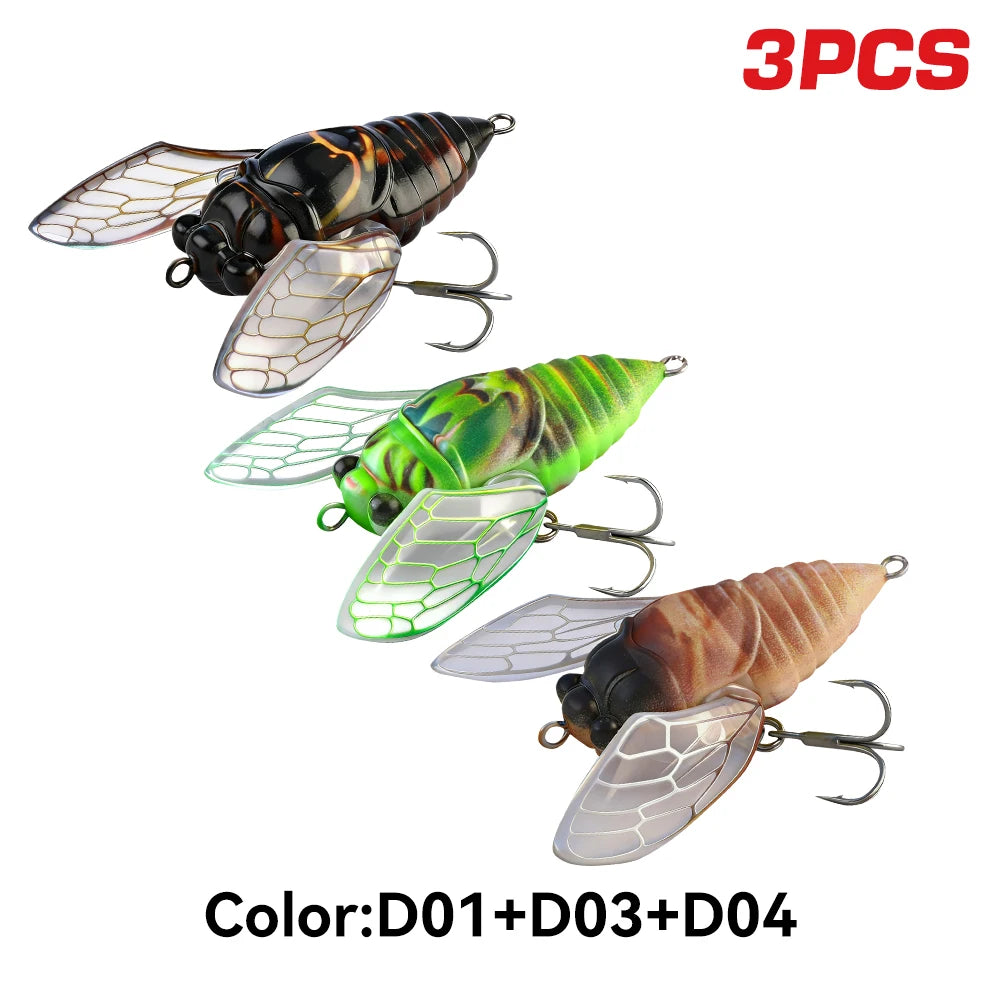 Kingdom 3 Pack Topwater Cicada Artificial Hard Fishing Lure