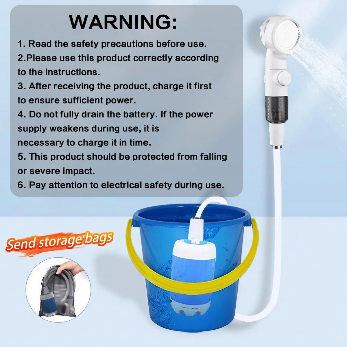 Portable Handheld Rechargeable Shower Pump For Outdoors
