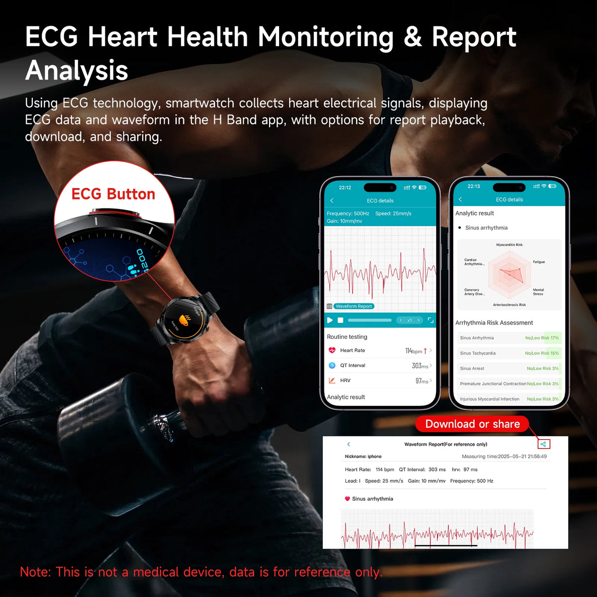 Marsyu ECG PPG Health Smart Watch Blood Pressure Tracker