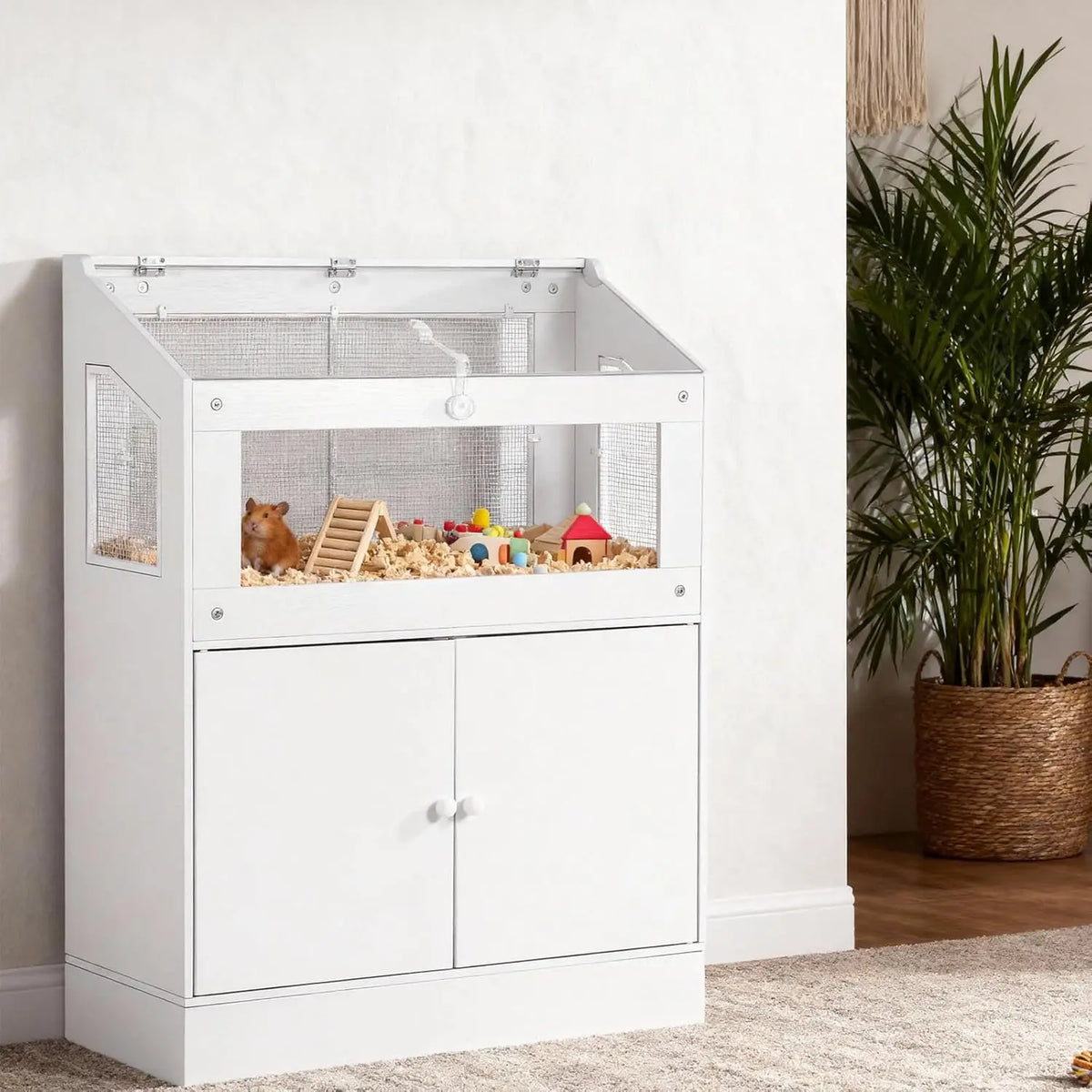 HiMISS Small Animal Cage With Storage Cabinet and Ventilation