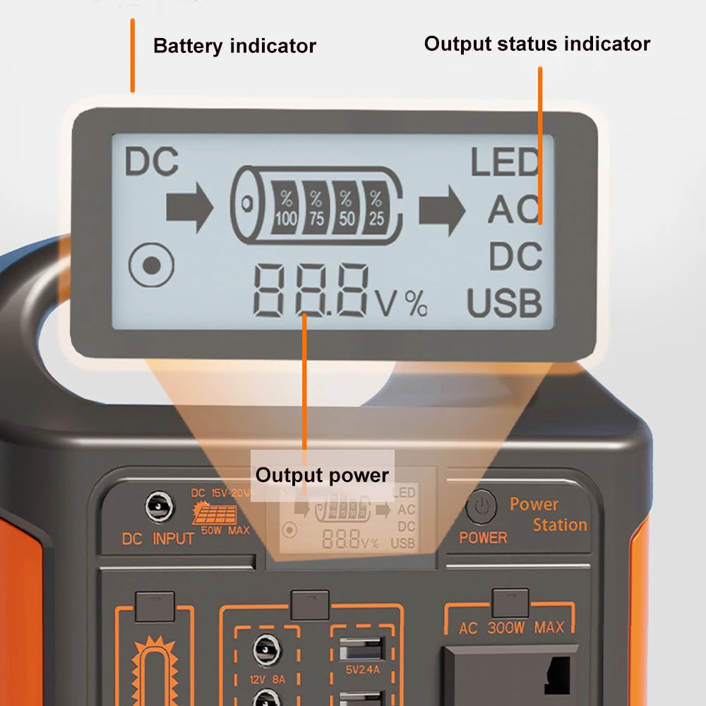 GaiaRay 300W Portable Power Station With AC Outlet LED Light