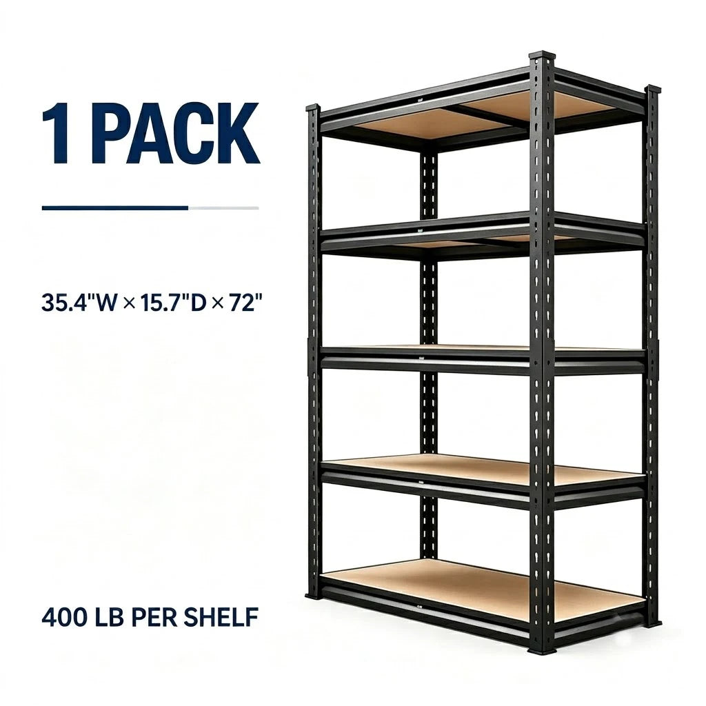Heavy Duty Metal Five Tier Adjustable Utility Storage Rack