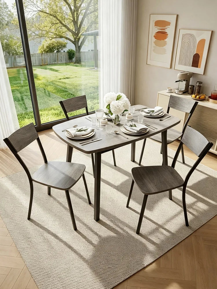 HiMISS 5 Piece Dining Table Set With Wooden Storage Shelf