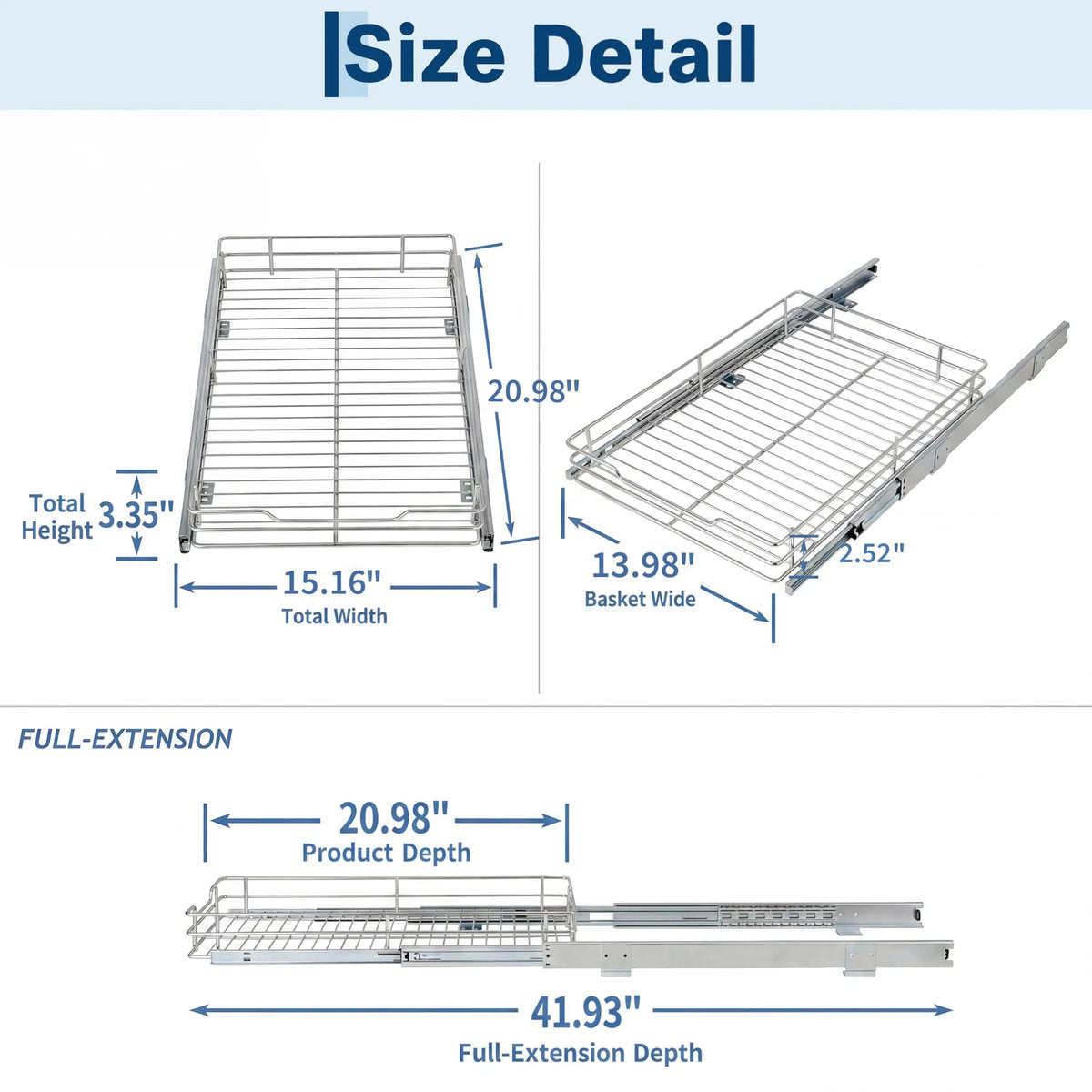 HiMISS Heavy Duty Stainless Steel Pull Out Cabinet Organizer