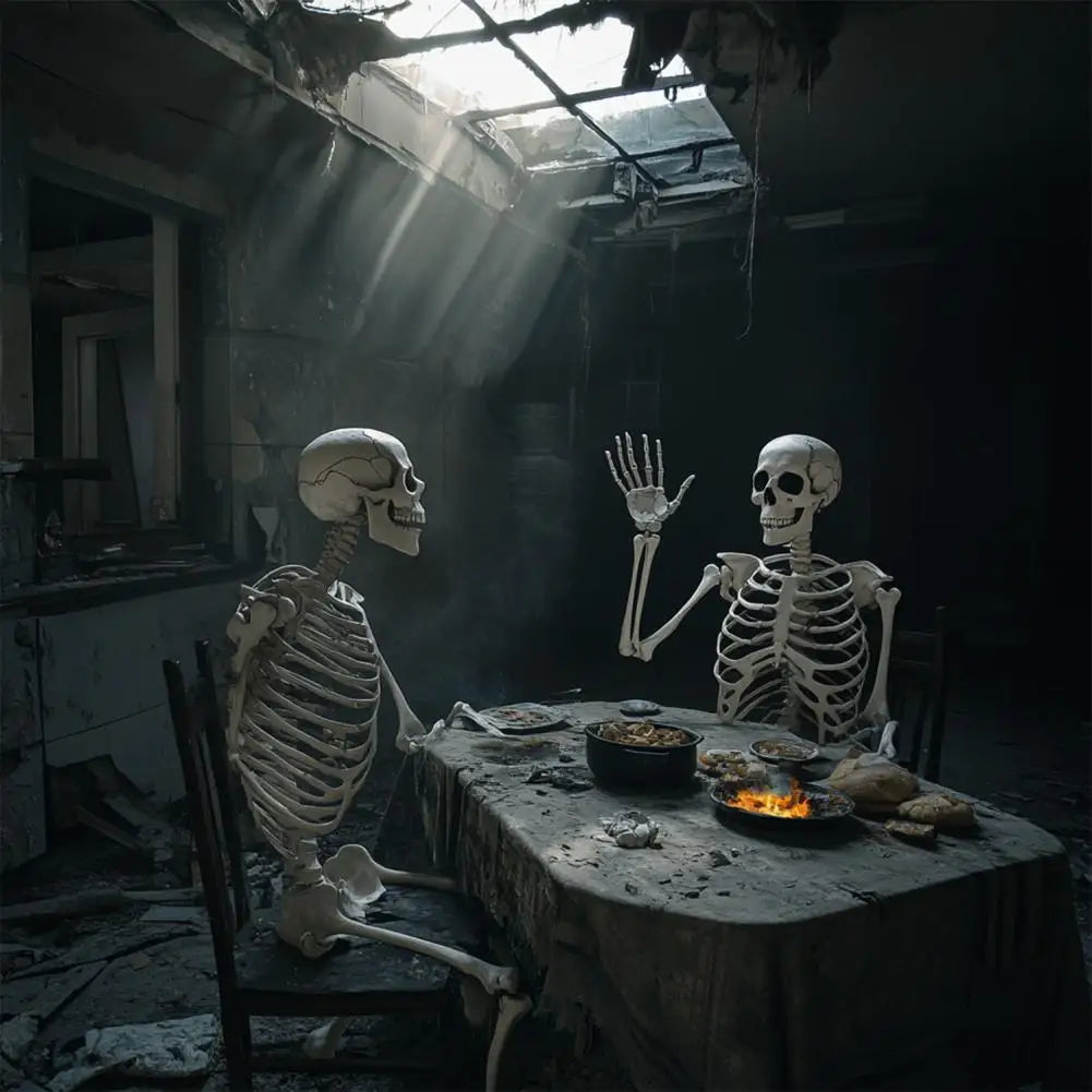 Poseable Plastic Skeleton Prop For Halloween Party Decoration