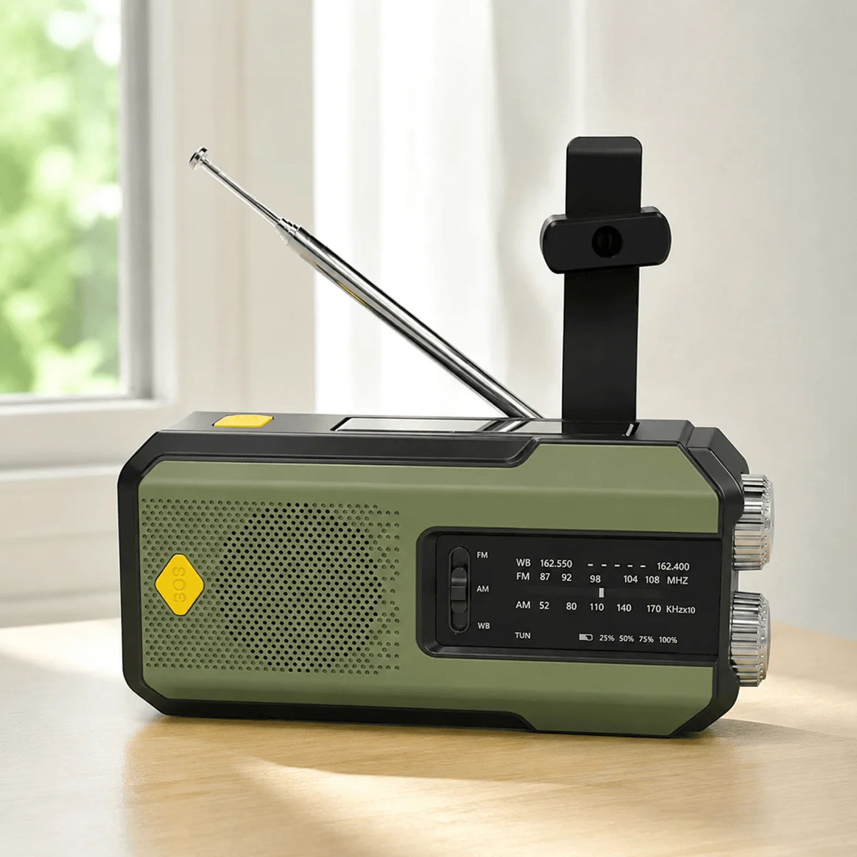 STONEGO Emergency Solar Hand Crank NOAA Weather Radio Power Bank