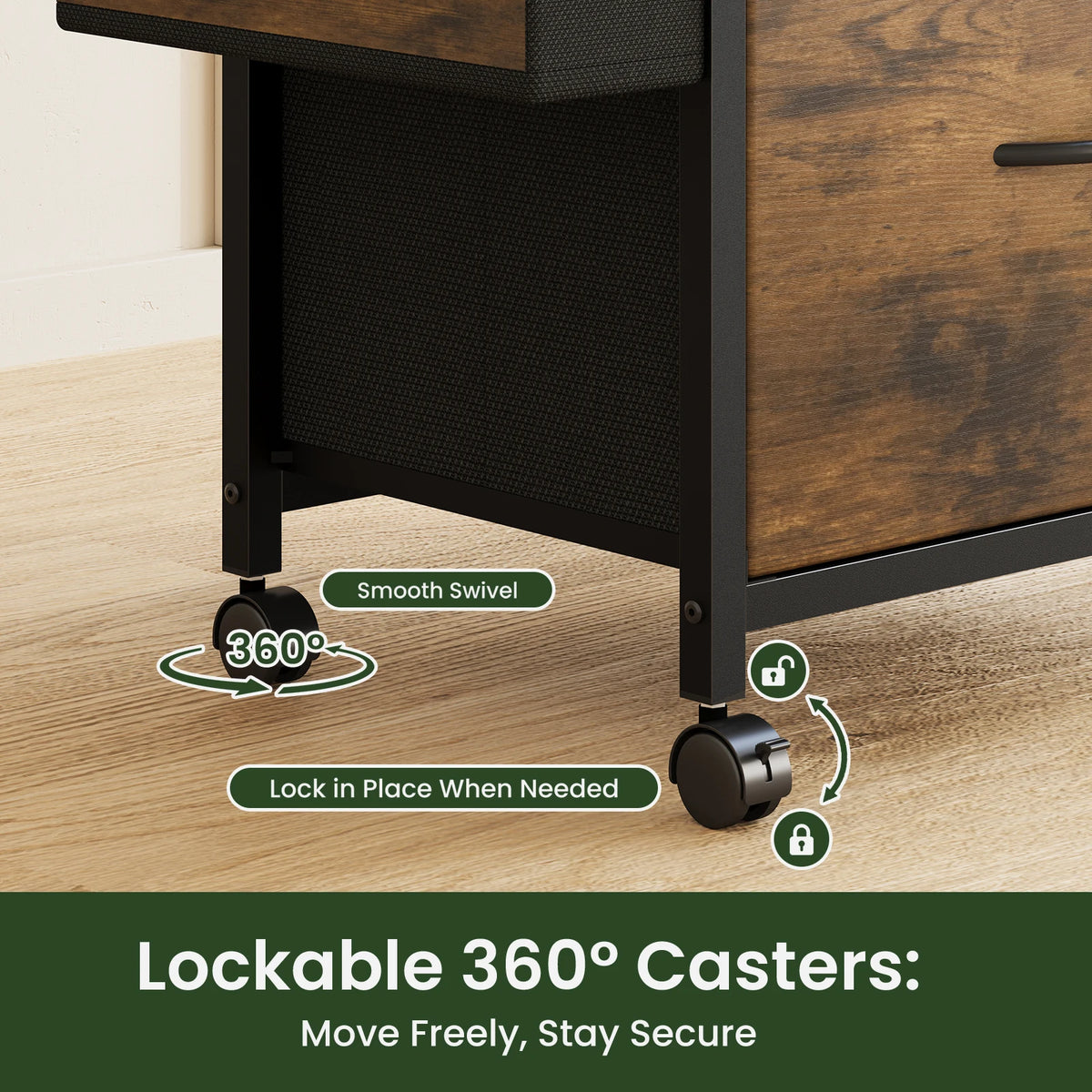 JHK Mobile File Cabinet With Two Fabric Drawers And Shelf