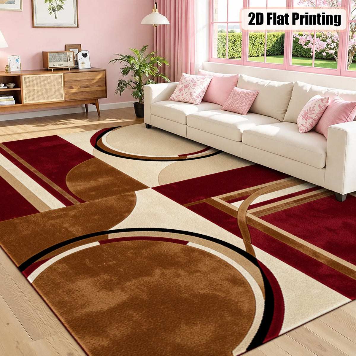 Geometric Abstract Machine Washable Velvet Area Rug for Home